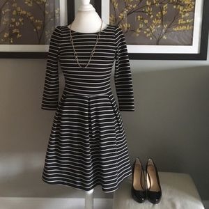 Elegant Black and White Striped Dress
